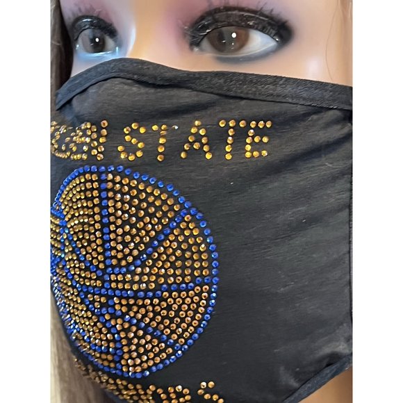 Golden State Warriors Rhinestone Bling Face Mask Washable - Picture 11 of 16